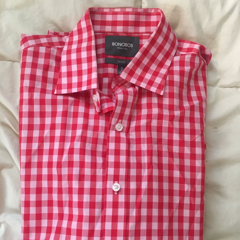 Bonobos Pink Checkered Longsleeve Buttonup
